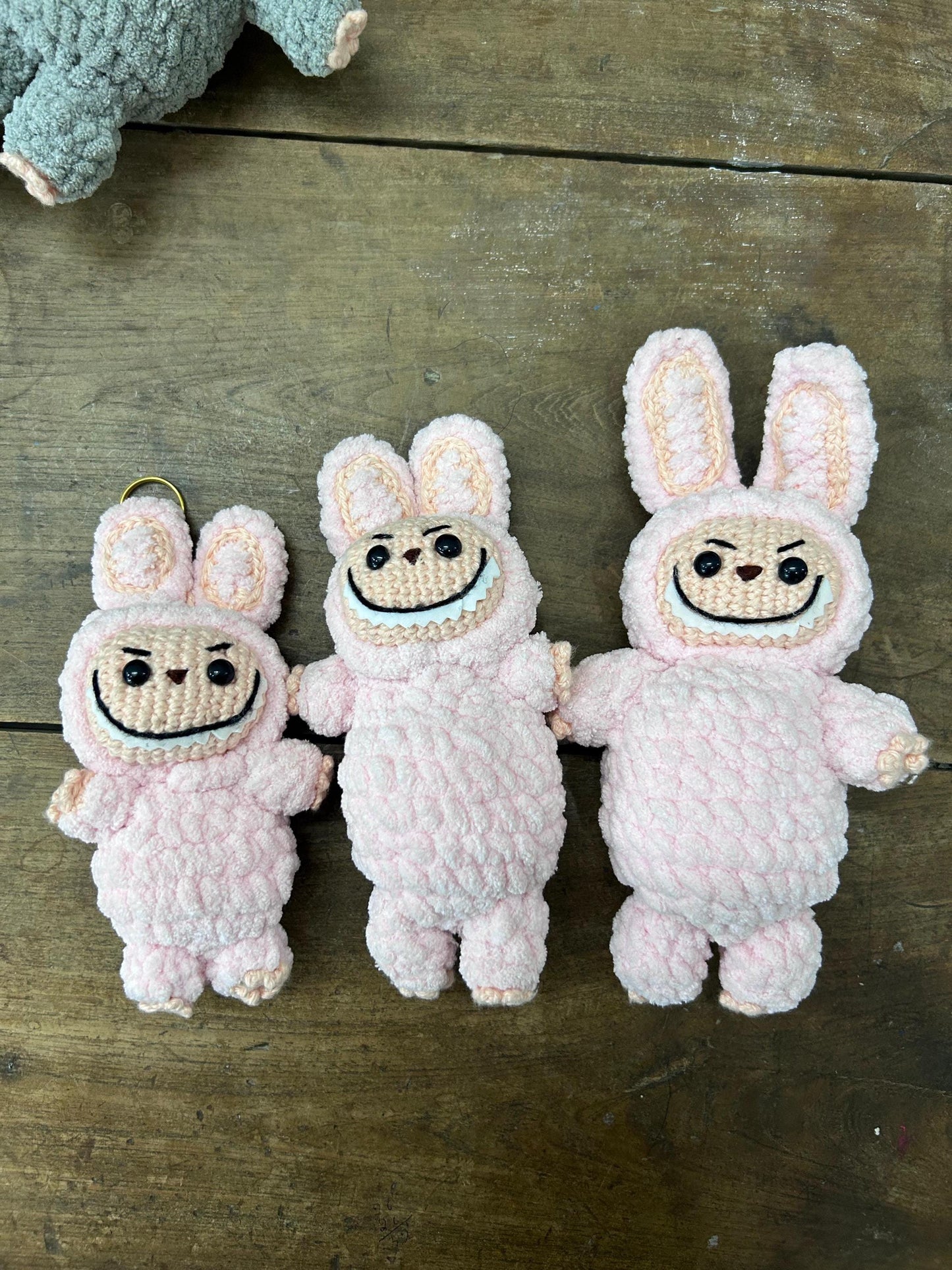 Crochet Labubu Doll – 5", 8" & 12" Plush Sizes | Handmade Kawaii Amigurumi | Multiple Colors and Expressions Cute Gift Toy Monster Bag Charm