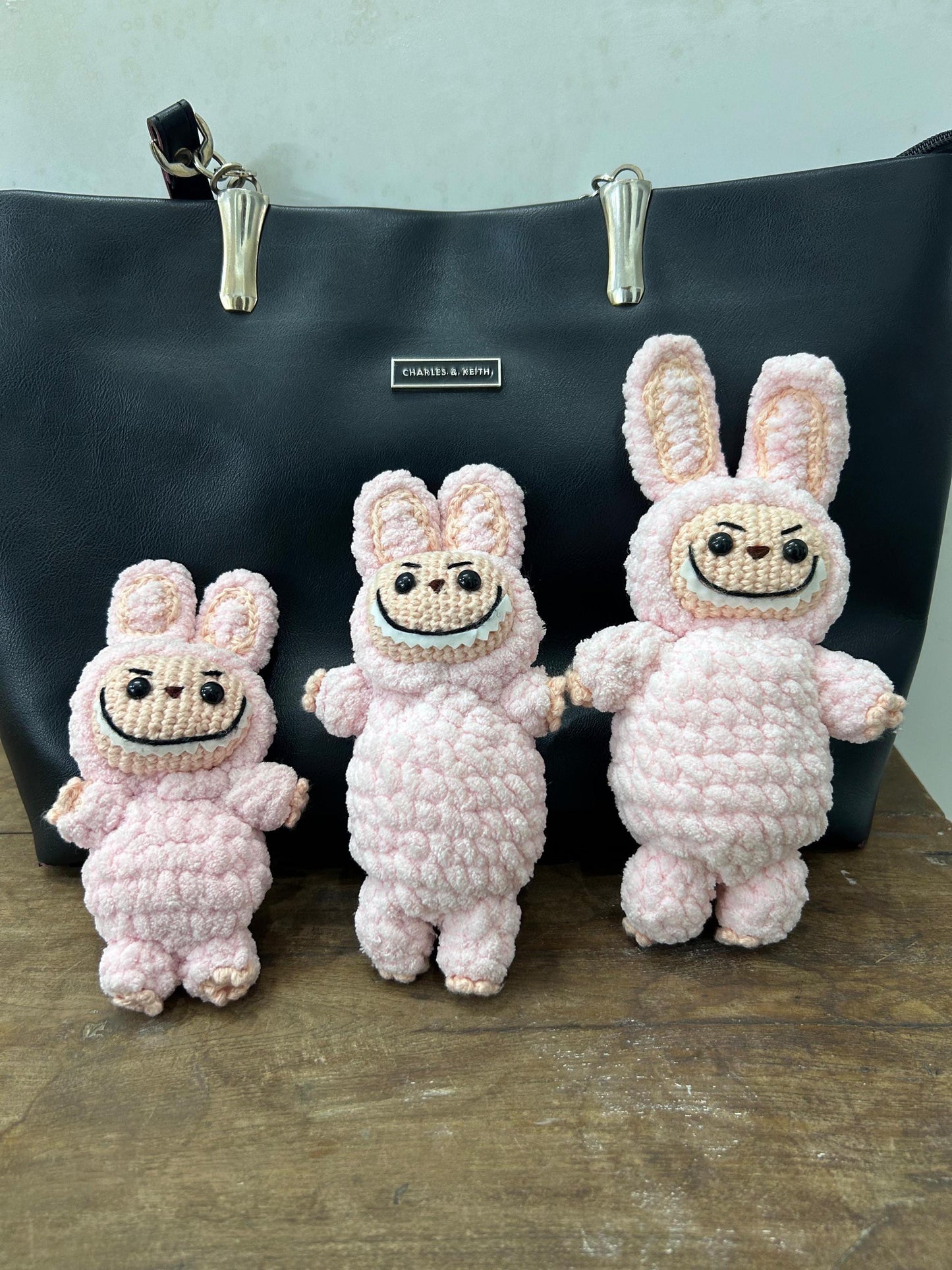 Crochet Labubu Doll – 5", 8" & 12" Plush Sizes | Handmade Kawaii Amigurumi | Multiple Colors and Expressions Cute Gift Toy Monster Bag Charm