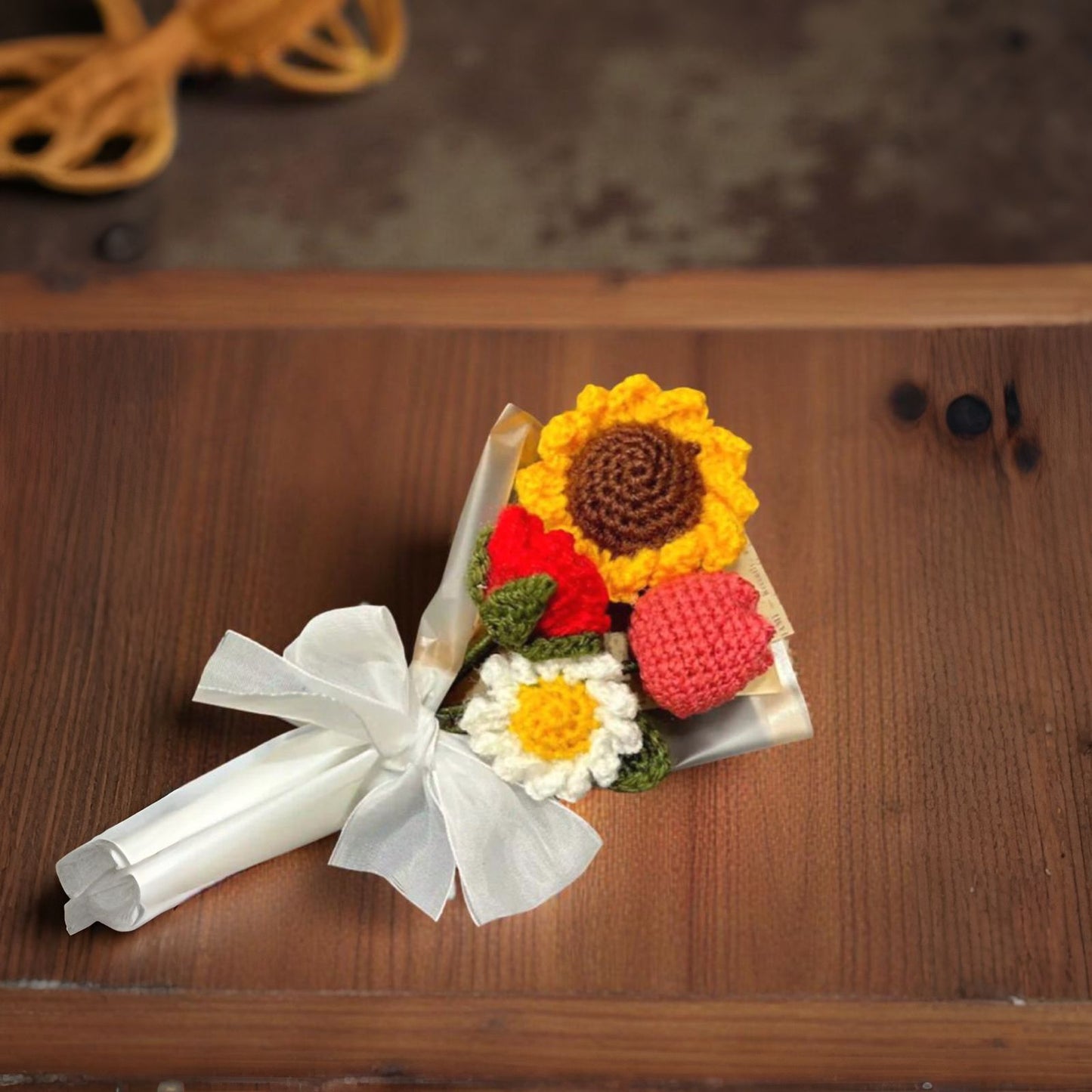 Handmade Crochet Flower Bouquet – Custom Colors | Long-Lasting Floral Gift | Eco-Friendly Yarn Flowers