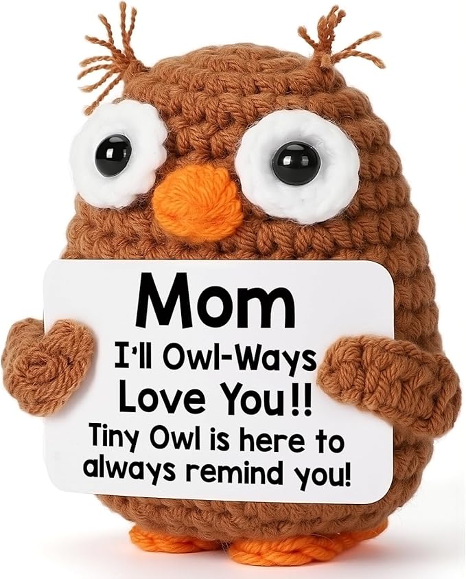 Handmade Crochet Doll with Positive Quote, Cute Plush Toy Gift | Uplifting Gifts for All Ages