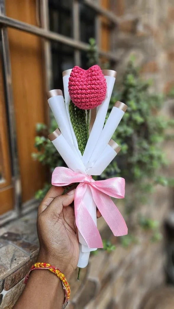 Handmade Crochet Tulip – Single Flower Stem | Forever Bloom | Gift for Her | Eco-Friendly Yarn Flower