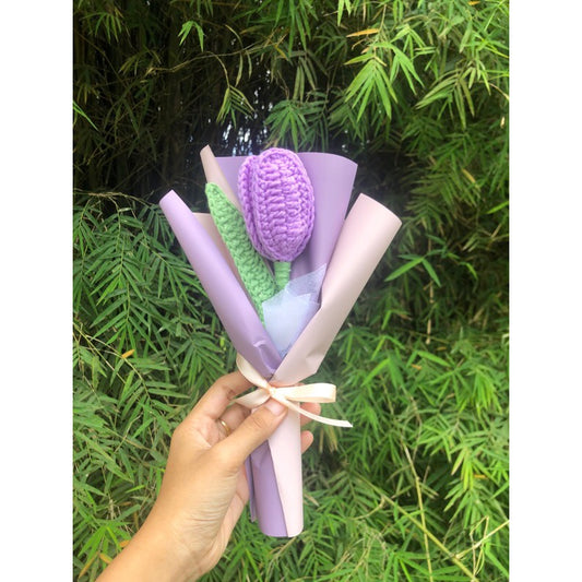 Handmade Crochet Tulip – Single Flower Stem | Forever Bloom | Gift for Her | Eco-Friendly Yarn Flower