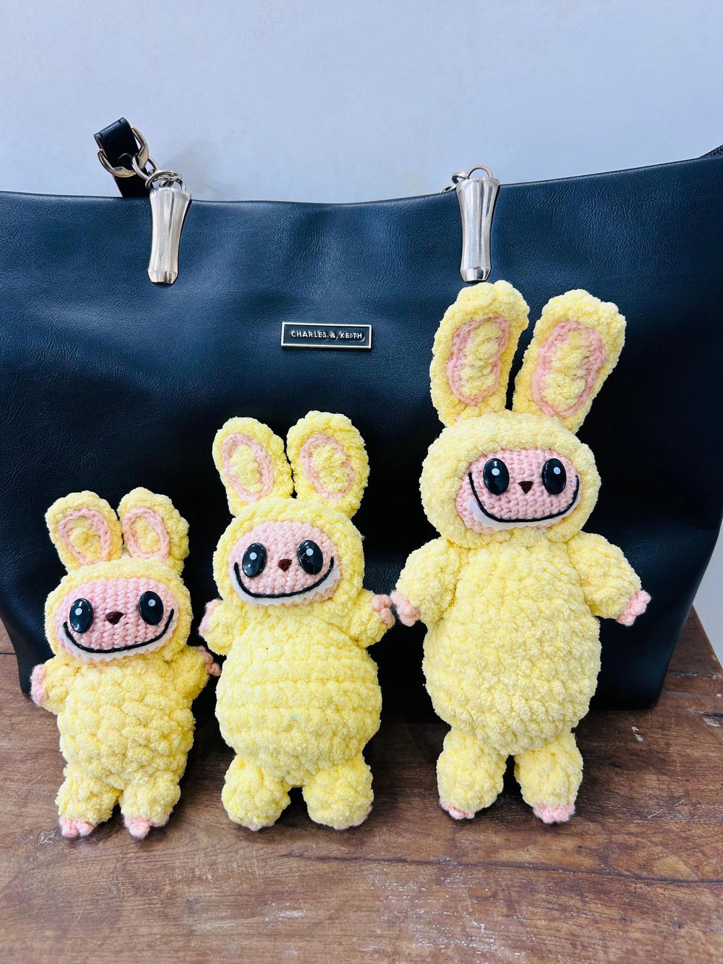Crochet Labubu Doll – 5", 8" & 12" Plush Sizes | Handmade Kawaii Amigurumi | Multiple Colors and Expressions Cute Gift Toy Monster Bag Charm