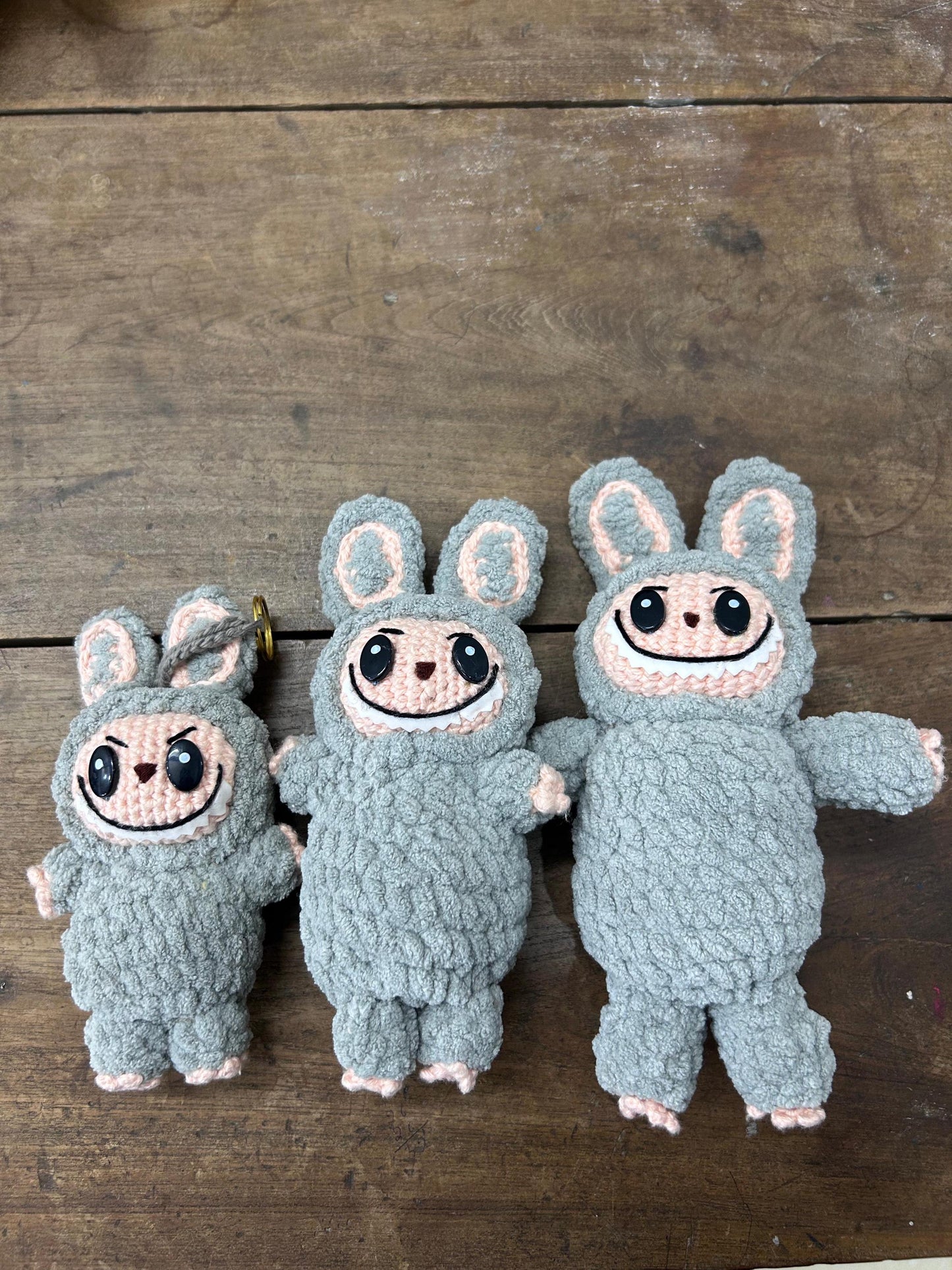 Crochet Labubu Doll – 5", 8" & 12" Plush Sizes | Handmade Kawaii Amigurumi | Multiple Colors and Expressions Cute Gift Toy Monster Bag Charm