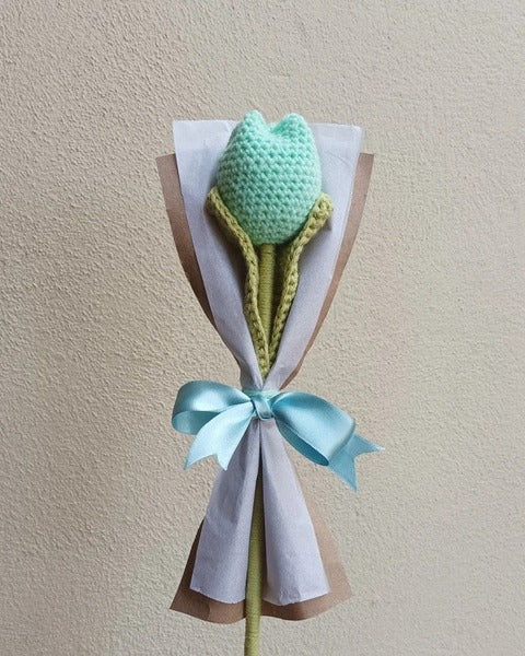 Handmade Crochet Tulip – Single Flower Stem | Forever Bloom | Gift for Her | Eco-Friendly Yarn Flower