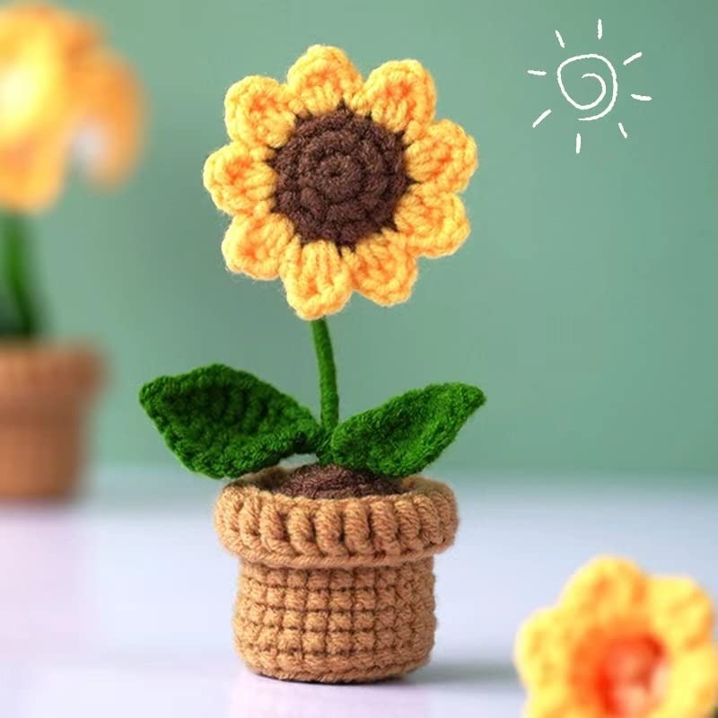 Mini Crochet Flower Pot – Handmade Yarn Plant | Cute Desk Decor | Amigurumi Gift | Tiny Plant Plush