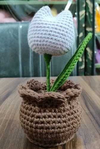 Mini Crochet Flower Pot – Handmade Yarn Plant | Cute Desk Decor | Amigurumi Gift | Tiny Plant Plush (Copy)