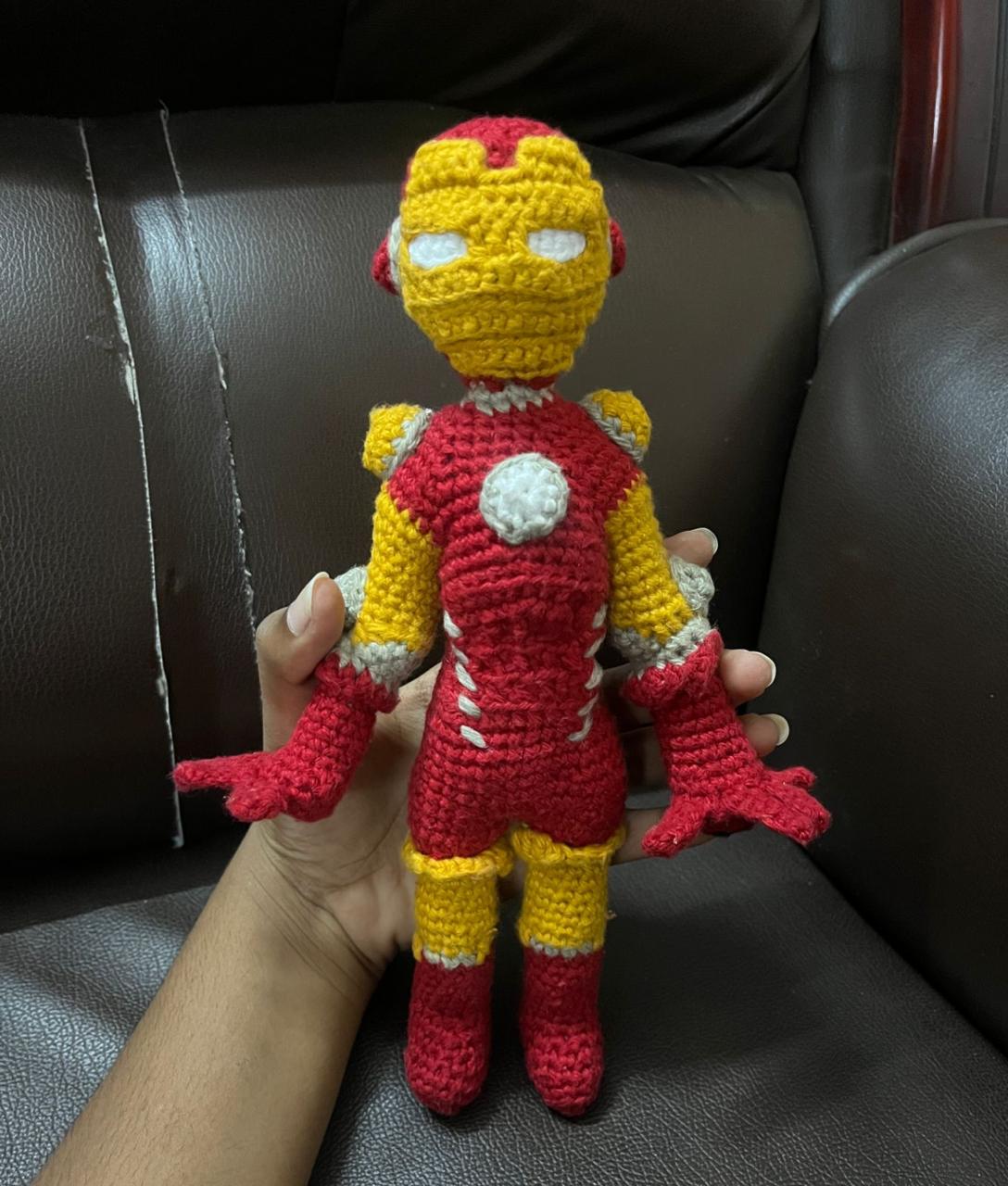 Handmade Crochet Iron Man Plush Toy – Superhero Soft Doll | Marvel-Inspired Gift for Kids & Collectors