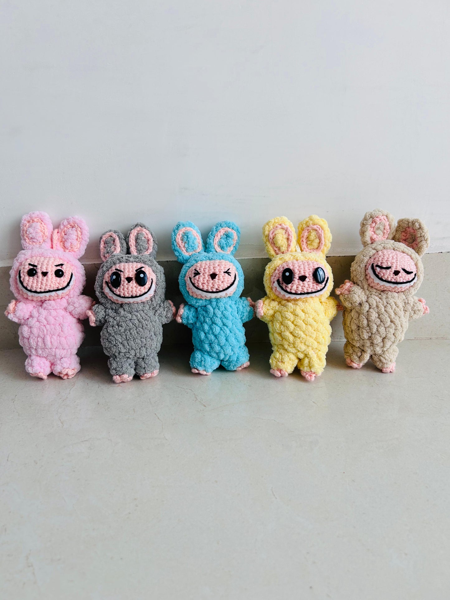 Crochet Labubu Doll – 5", 8" & 12" Plush Sizes | Handmade Kawaii Amigurumi | Multiple Colors and Expressions Cute Gift Toy Monster Bag Charm