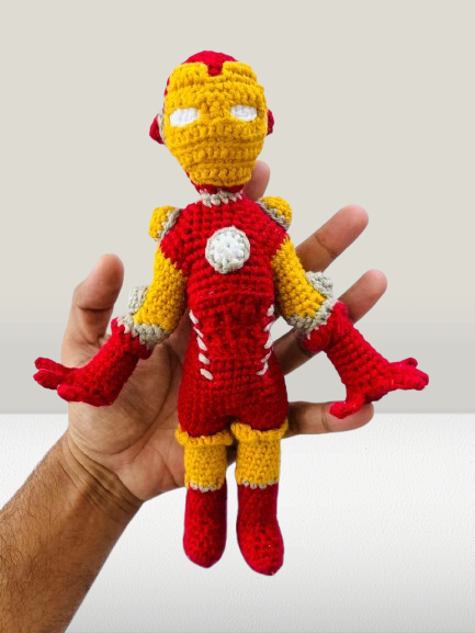 Handmade Crochet Iron Man Plush Toy – Superhero Soft Doll | Marvel-Inspired Gift for Kids & Collectors