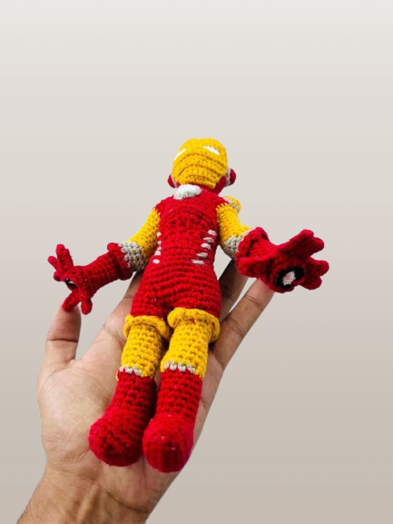 Handmade Crochet Iron Man Plush Toy – Superhero Soft Doll | Marvel-Inspired Gift for Kids & Collectors
