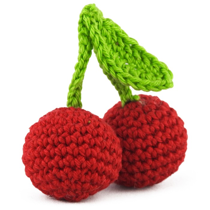 Handmade Crochet Cherry Fruit Toys – Set of Soft Amigurumi Fruits for Kids, Décor & Gifting