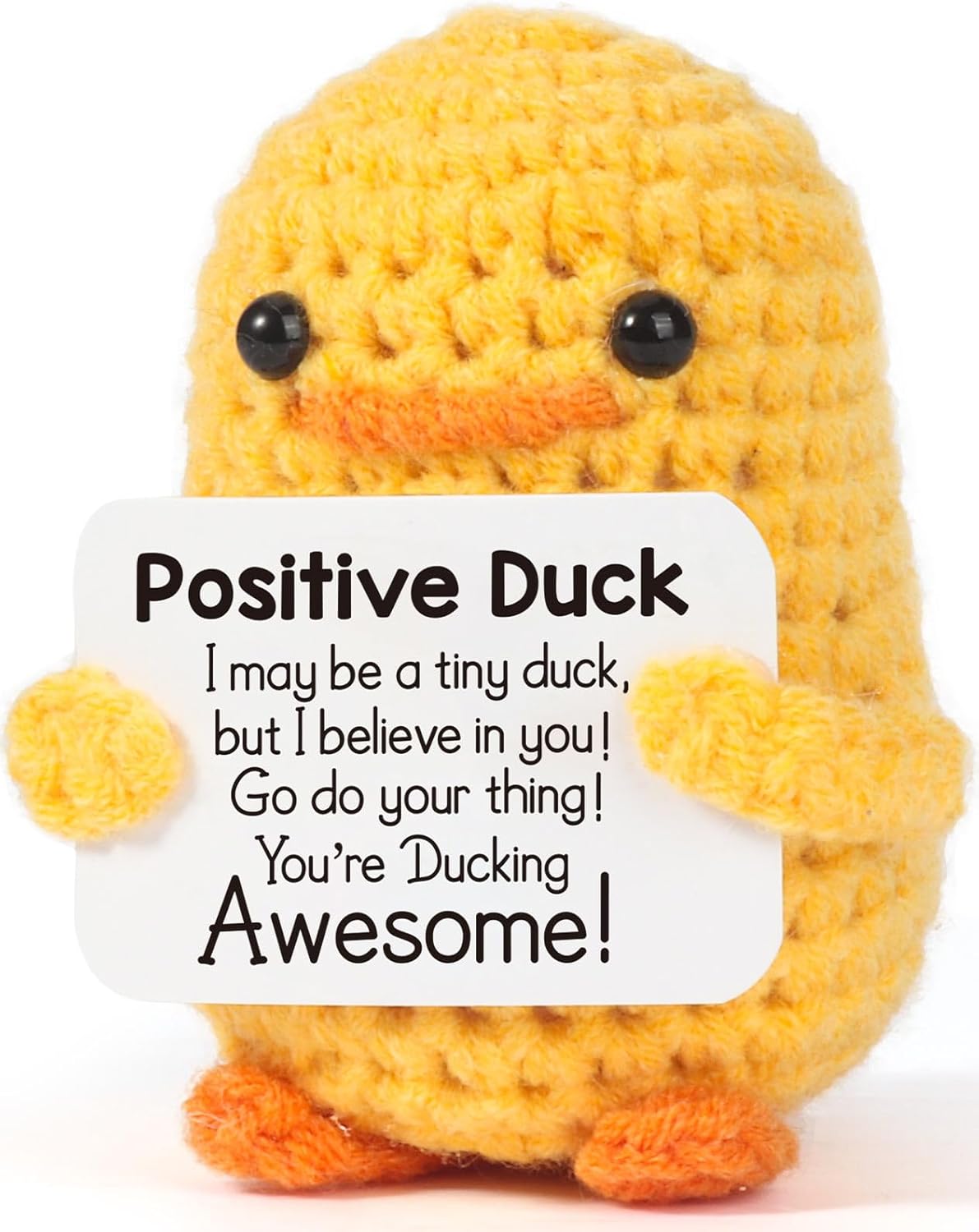 Handmade Crochet Doll with Positive Quote, Cute Plush Toy Gift | Uplifting Gifts for All Ages