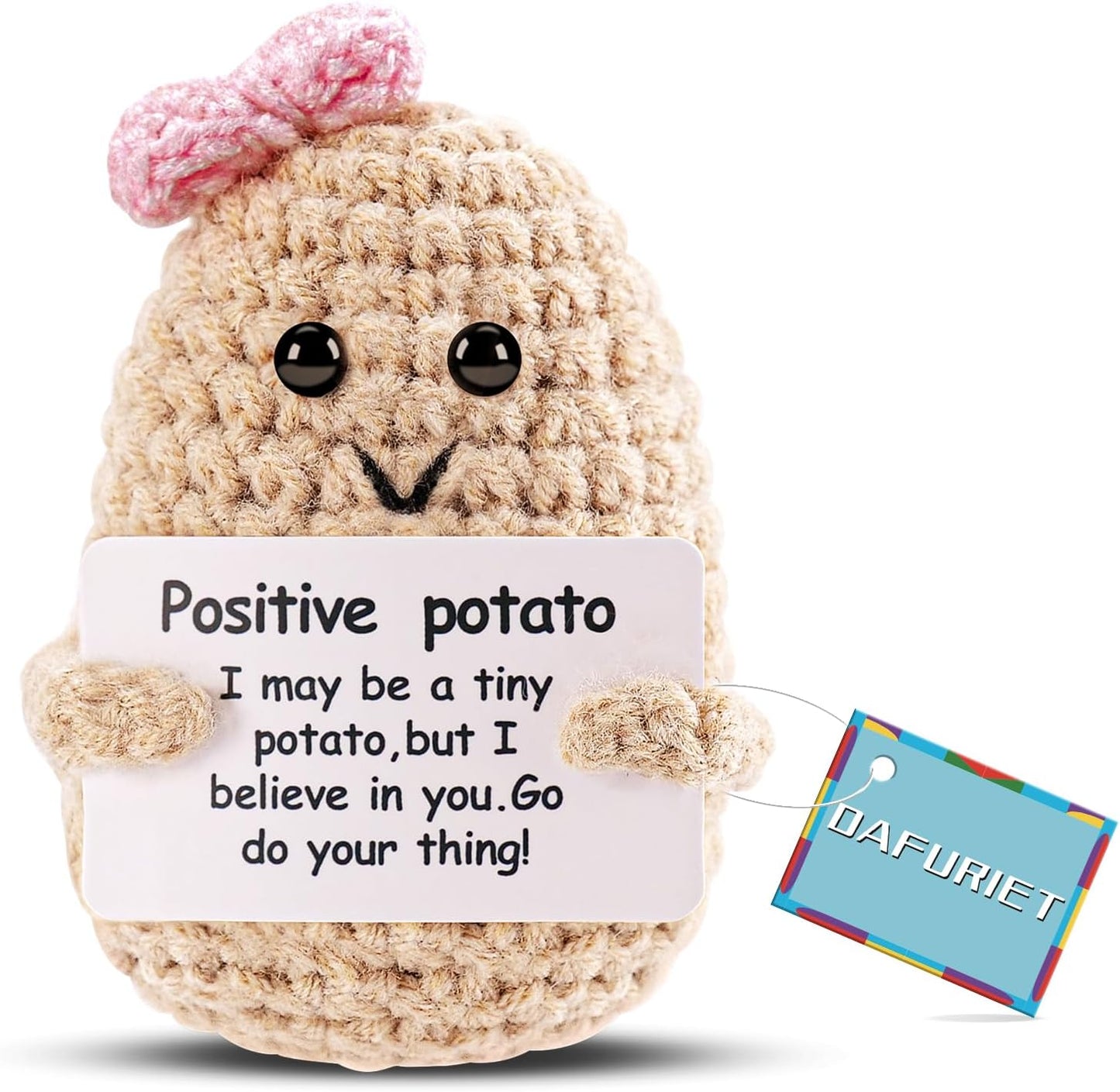 Handmade Crochet Doll with Positive Quote, Cute Plush Toy Gift | Uplifting Gifts for All Ages
