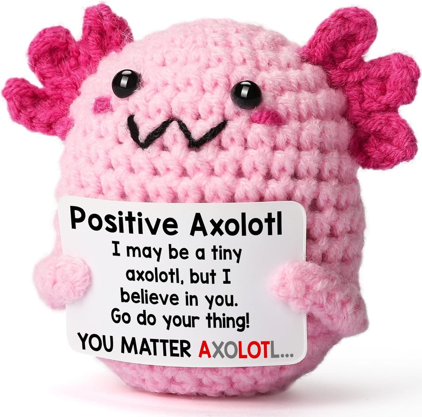Handmade Crochet Doll with Positive Quote, Cute Plush Toy Gift | Uplifting Gifts for All Ages