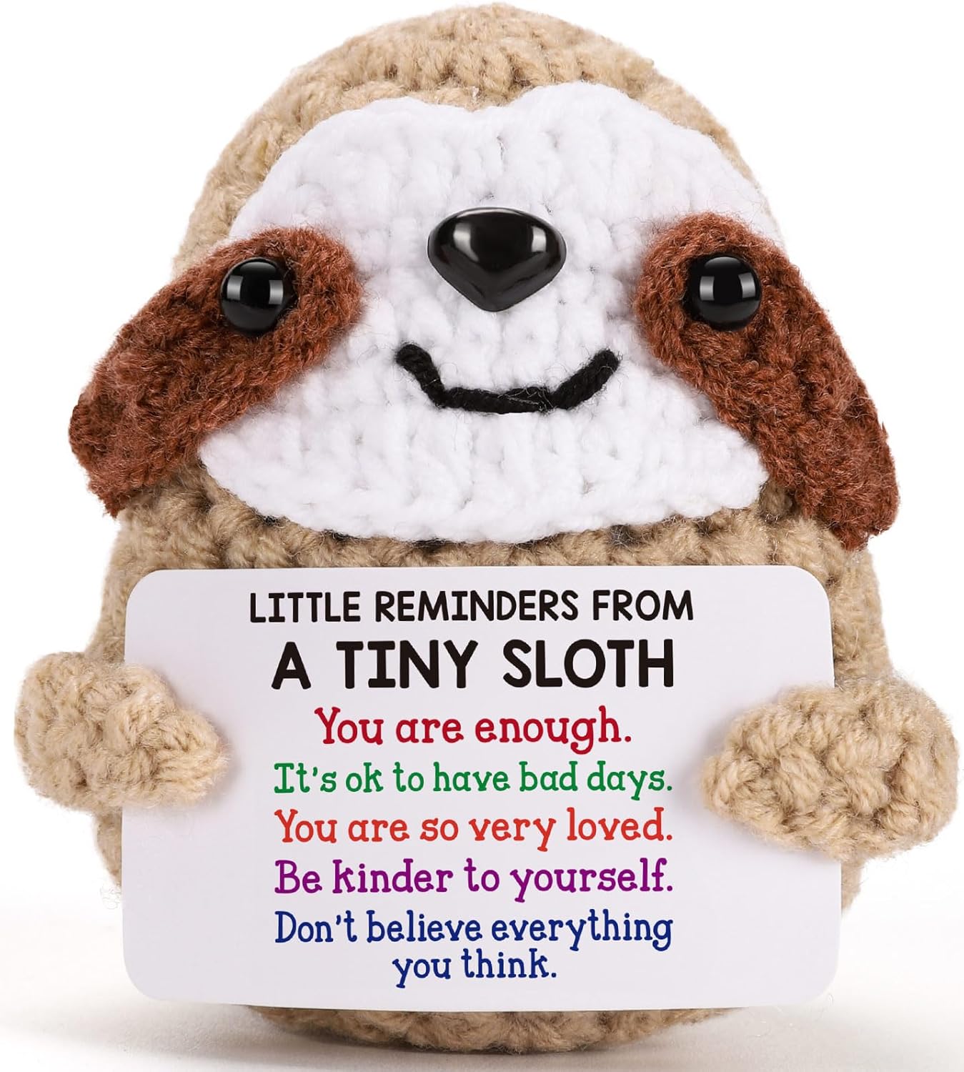 Handmade Crochet Doll with Positive Quote, Cute Plush Toy Gift | Uplifting Gifts for All Ages