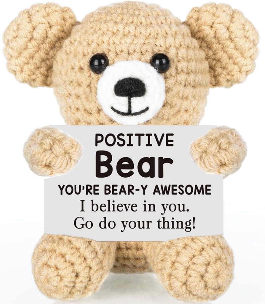 Handmade Crochet Doll with Positive Quote, Cute Plush Toy Gift | Uplifting Gifts for All Ages