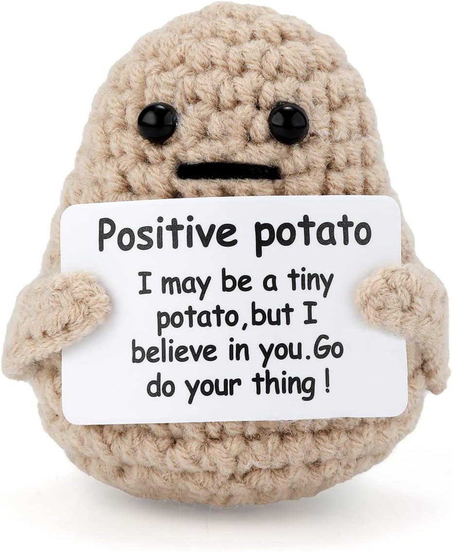 Handmade Crochet Doll with Positive Quote, Cute Plush Toy Gift | Uplifting Gifts for All Ages