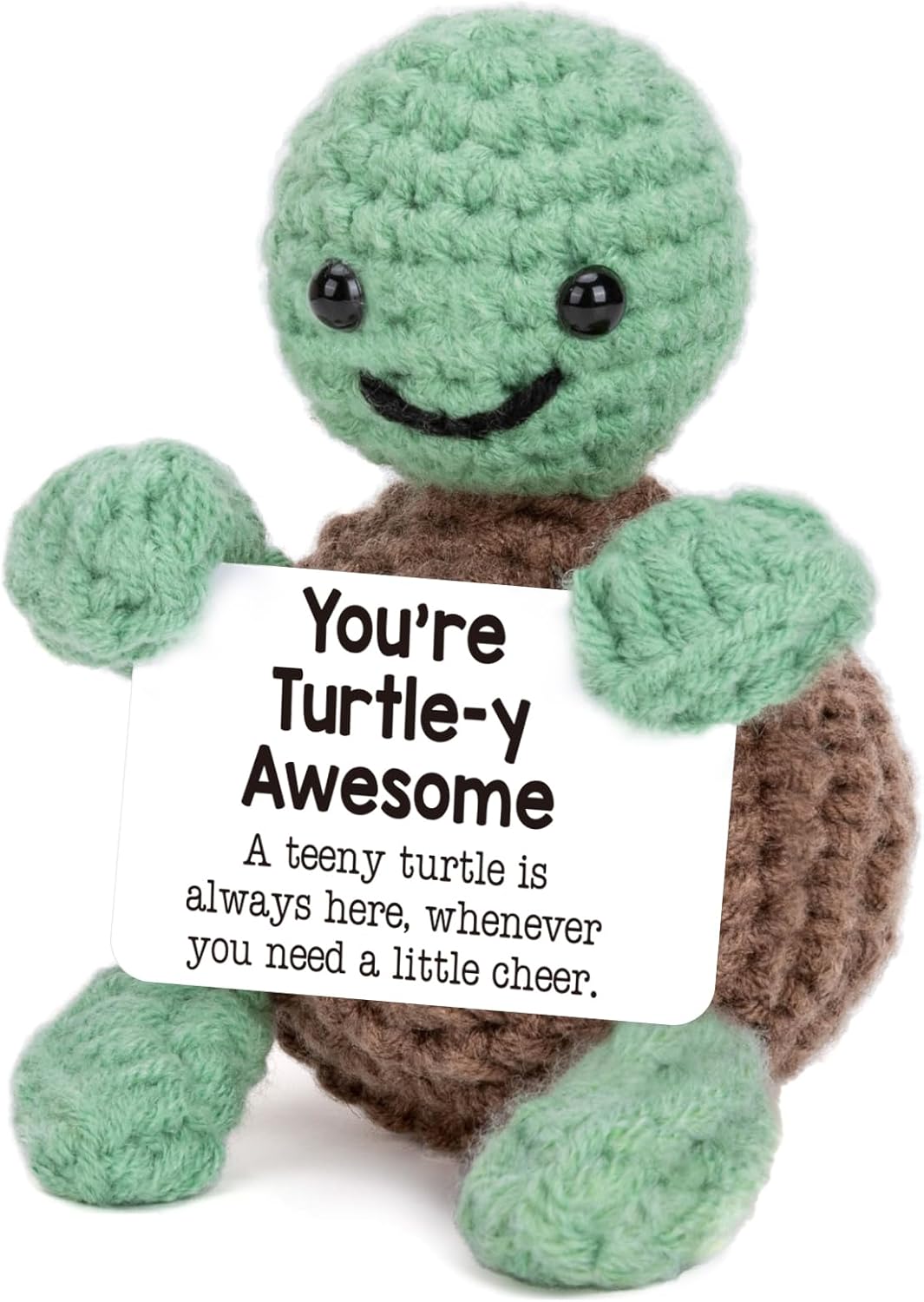 Handmade Crochet Doll with Positive Quote, Cute Plush Toy Gift | Uplifting Gifts for All Ages