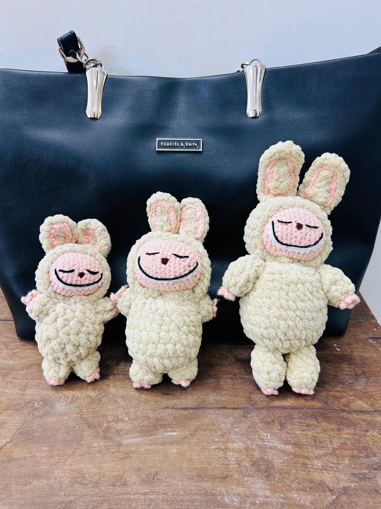 Crochet Labubu Doll – 5", 8" & 12" Plush Sizes | Handmade Kawaii Amigurumi | Multiple Colors and Expressions Cute Gift Toy Monster Bag Charm
