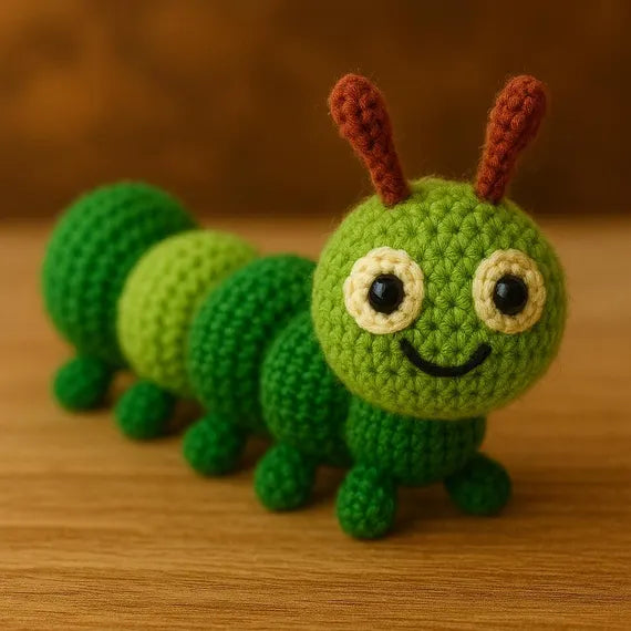 Handmade Crochet Caterpillar Plush Toy – Soft, Colorful Amigurumi Gift for Kids & Babies