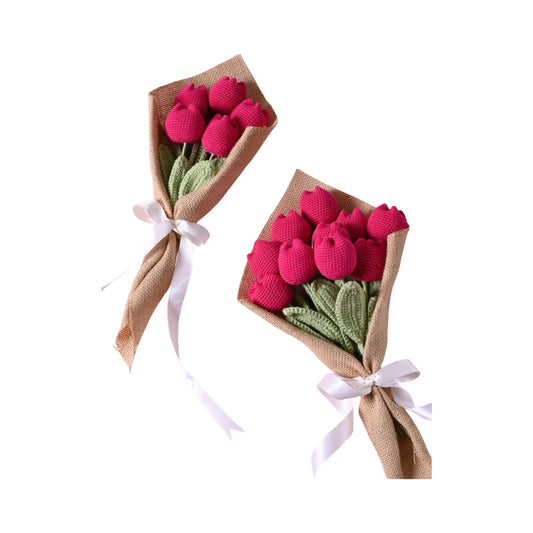 Handmade Crochet Tulip Bouquet – Pink Tulips | Forever Flowers | Custom Crochet Gift